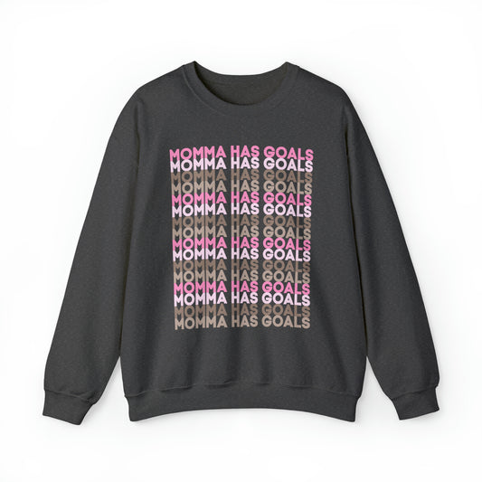 Momma Has Goals Patterned Crewneck Sweatshirt Front Only